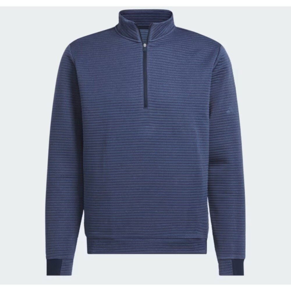Men's Adidas Ultimate365 DWR Textured Quarter Zip Pullover Sweater Navy Large